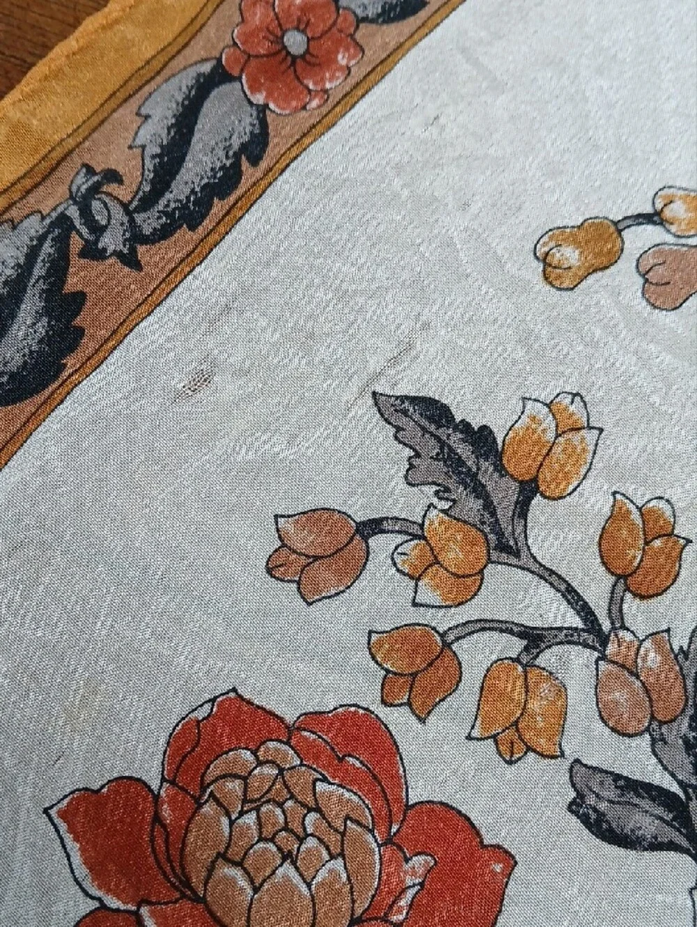 Vintage 1980s Oscar de la Renta Floral Silk Oblong Scarf
